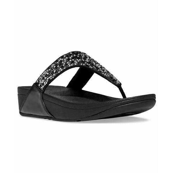 フィットフロップ レディース サンダル シューズ Women's Lulu Crystal Mix Toe-Post Wedge Sandals All Black