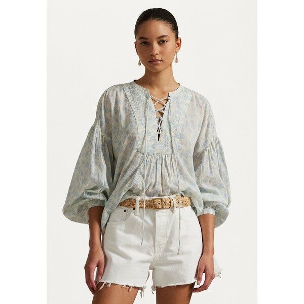 ラルフローレン レディース シャツ トップス Floral Gauze Tie Neck Top - Blouse - off-whiteのサムネイル