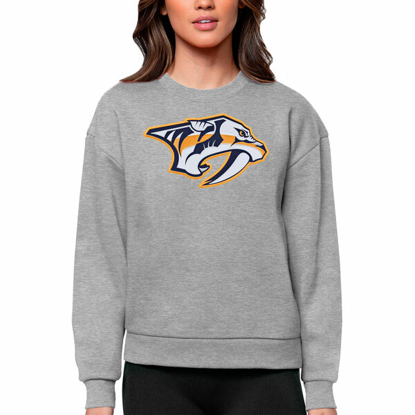 アンティグア レディース パーカー・スウェットシャツ アウター Nashville Predators Antigua Women's Team Logo Victory Crewneck Pullover Sweatshirt Heather Gray 1