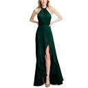 ソーシャルブライドメイド レディース ワンピース トップス Women's High-Slit Ruffled-Hem Gown Evergreen