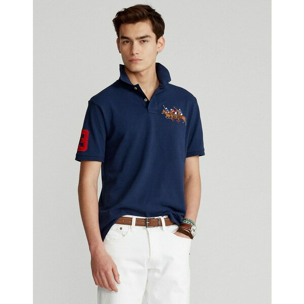 ラルフローレン POLO RALPH LAUREN メンズ ポロシャツ トップス CUSTOM SLIM FIT TRIPLE-PONY POLO SHIRT Blue