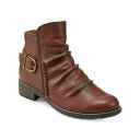 アース レディース ブーツ シューズ Women's Naira Round Toe Ruched Casual Booties Dark Natural Le...