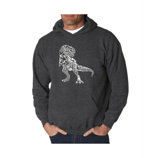 エルエーポップアート メンズ パーカー・スウェットシャツ アウター Men's Word Art Hoodie - Dinosaur Dark Gray エルエーポップアート メンズ パーカー・スウェットシャツ アウター Men's Word Art Hoodie - Dinosaur Dark Gray