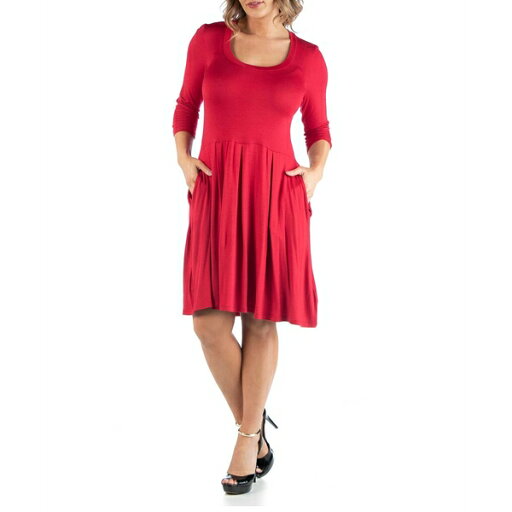 24セブンコンフォート レディース ワンピース トップス Women's Plus Size Fit and Flare Dress Red 24セブンコンフォート レディース ワンピース トップス Women's Plus Size Fit and Flare Dress Red