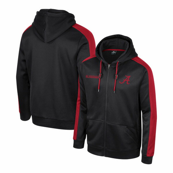 楽天astyコロシアム メンズ パーカー・スウェットシャツ アウター Alabama Crimson Tide Colosseum Reese FullZip Hoodie Black