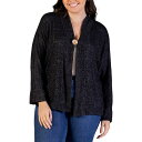 24セブンコンフォート レディース ニット&セーター アウター Plus Size Button Front Long Sleeve Cardigan Sweater Black(4)