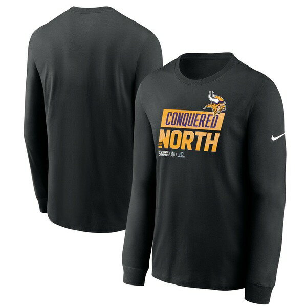 ナイキ メンズ Tシャツ トップス Minnesota Vikings Nike 2022 NFC North Division Champions Locker Room Trophy Collection Long Sleeve TShirt Black