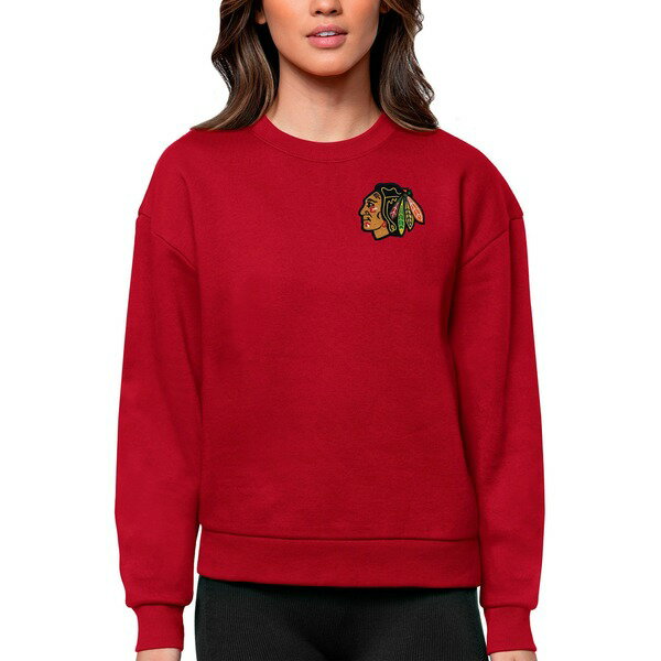 ƥ ǥ ѡåȥ  Chicago Blackhawks Antigua Women's Victory Crewneck Pullover Sweatshirt Red