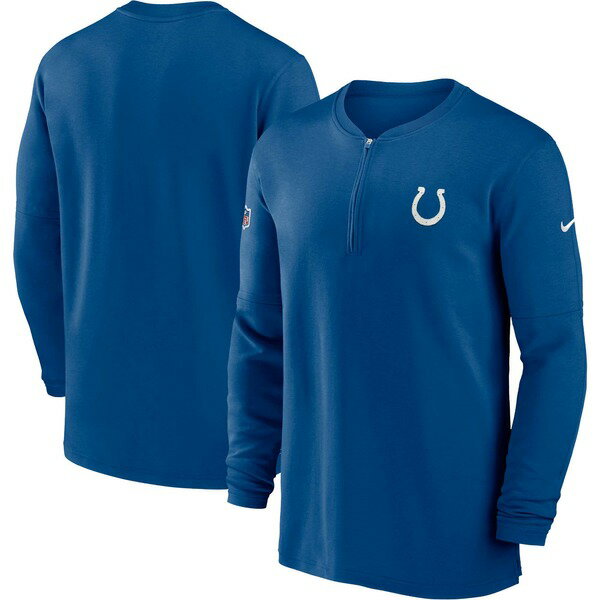 ナイキ メンズ Tシャツ トップス Indianapolis Colts Nike 2023 Sideline Performance Long Sleeve TriBlend QuarterZip Top Royal