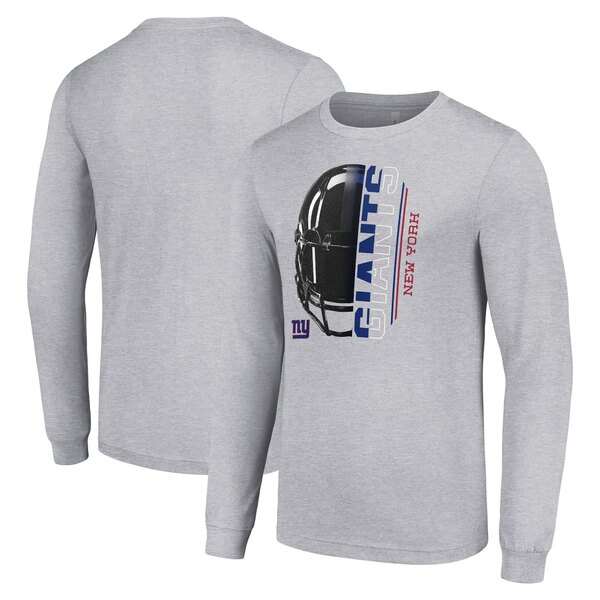 スターター メンズ Tシャツ トップス New York Giants Starter Half Helmet Logo Long Sleeve Heathered TShirt Heather Gray