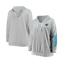 ファナティクス レディース パーカー・スウェットシャツ アウター Women's Plus Size Heathered Gray Carolina Panthers Lace-Up Pullover Hoodie Heathered Gray