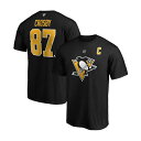 ファナティクス メンズ シャツ トップス Men's Sidney Crosby Pittsburgh Penguins Team Authentic Stack T-Shirt Black(4)