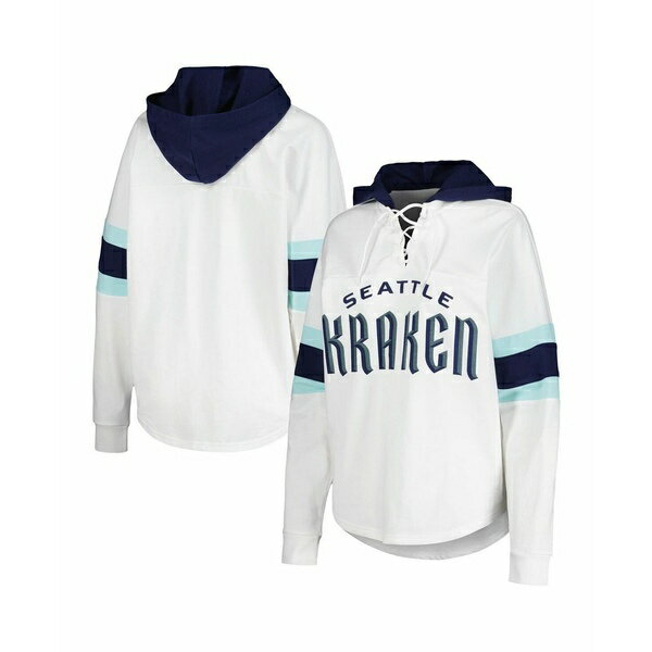 カールバンクス レディース Tシャツ トップス Women's White/Deep Sea Blue Seattle Kraken Goal Zone ..