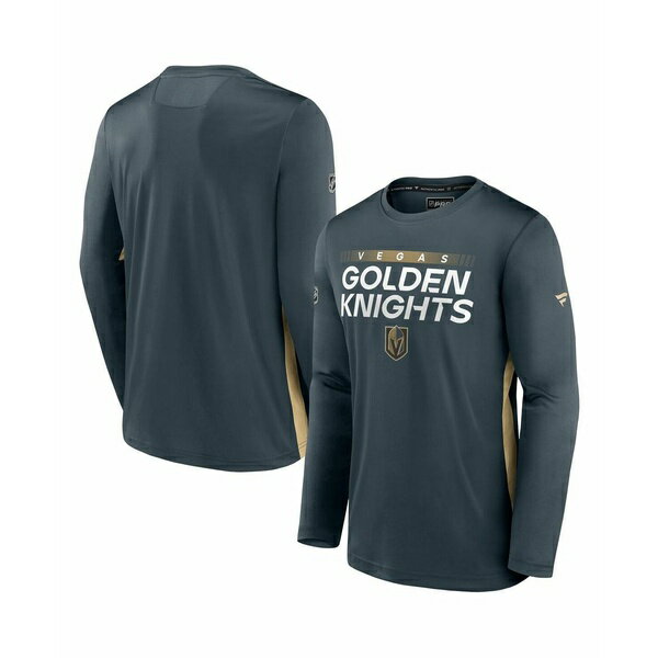 ファナティクス メンズ シャツ トップス Men's Gray Vegas Golden Knights Authentic Pro Rink Performance Long Sleeve T-Shirt Gray