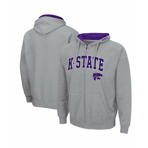 コロシアム メンズ パーカー・スウェットシャツ アウター Men's Kansas State Wildcats Arch Logo 3.0 Full-Zip Hoodie Heather Gray