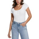 ゲス レディース カットソー トップス WOMEN'S Karlee Jewel-Button Ribbed Henley Top Pure White