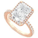 バッジェリーミシュカ レディース リング アクセサリー Certified Lab Grown Diamond Radiant-Cut Halo Engagem...