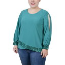 ニューヨークコレクション レディース カットソー トップス Plus Size Long Sleeve Knit Top Emerald Green