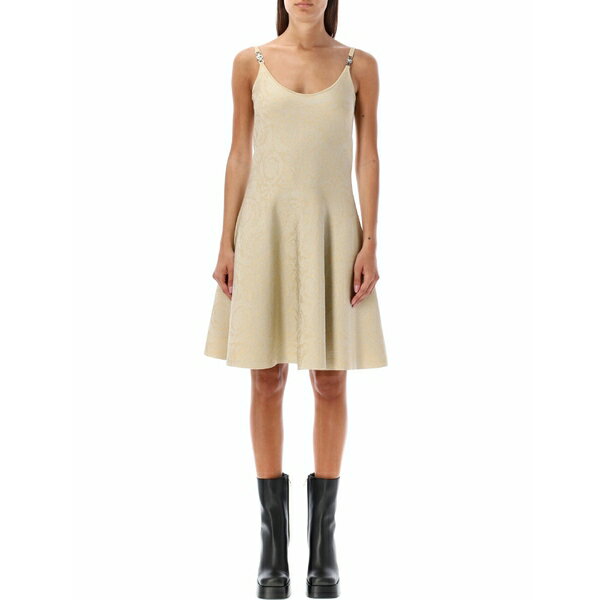 ヴェルサーチ レディース ワンピース トップス Mini Dress Barocco Knit LIGHT SAND GOLD