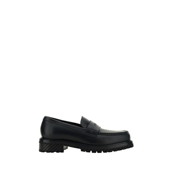 オフホワイト メンズ スリッポン・ローファー シューズ Military Leather Loafers Black Black