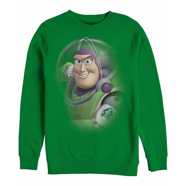 ディズニー メンズ パーカー・スウェットシャツ アウター Men's Toy Story Buzz Lightyear, Crewneck Fleece Emerald