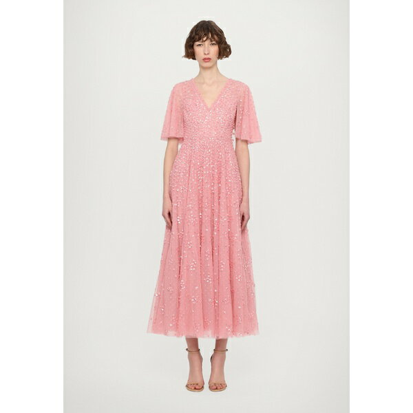 ニードルアンドスレッド レディース ワンピース トップス LEILA DOT V NECK CAPE ANKLE GOWN - Occasion wear - primrose
