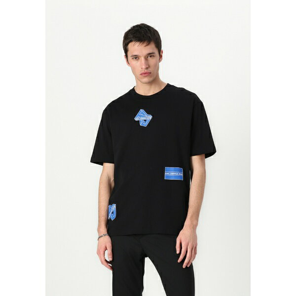 カール ラガーフェルド ジーンズ メンズ サンダル シューズ RELAXED CUBED TEE - Print T-shirt - black