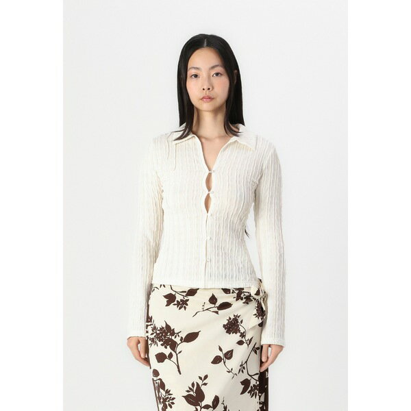 ジーナ トリコット レディース シャツ トップス TEXTURED SHIRT - Button-down blouse - beige