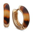 ラルフローレン メンズ ピアス・イヤリング アクセサリー Gold-Tone Small Tortoise-Look Huggie Hoop Earrings, 0.6