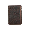 bL[uh Y z ANZT[ Men's Western Embossed Leather Trifold Wallet Brown