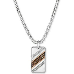 ルヴァン メンズ ネックレス・チョーカー アクセサリー Men's Chocolate Diamond (1/4 ct. t.w.) & Nude Diamond (1/6 ct. t.w.) Dog Tag 22" Pendant Necklace in Sterling Silver & 14k Rose Gold-Plate Silver