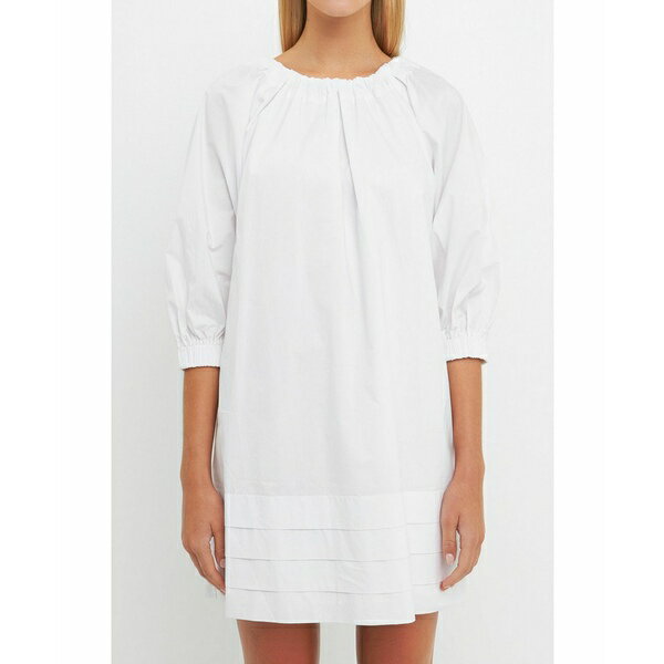 イングリッシュファクトリー レディース ワンピース トップス Women\'s Pleats Detail Boxy Mini Dress White