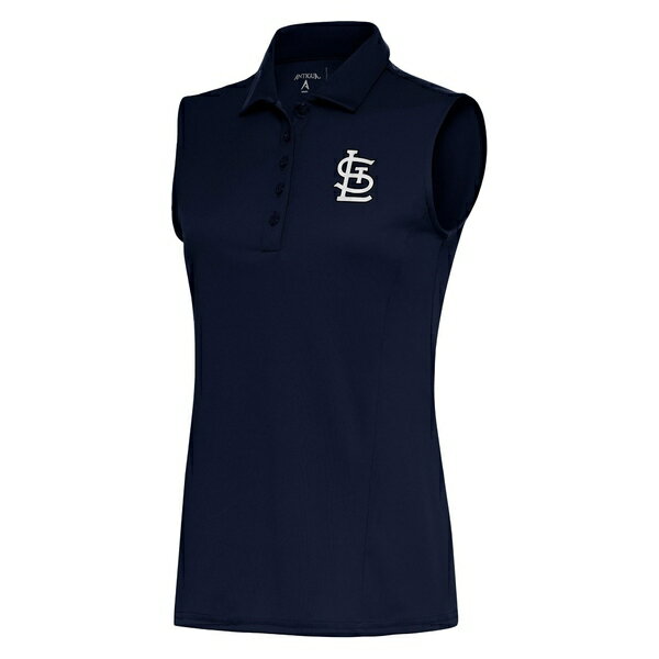 アンティグア レディース ポロシャツ トップス St. Louis Cardinals Antigua Women's Brushed Metallic Sleeveless Tribute Polo Navy