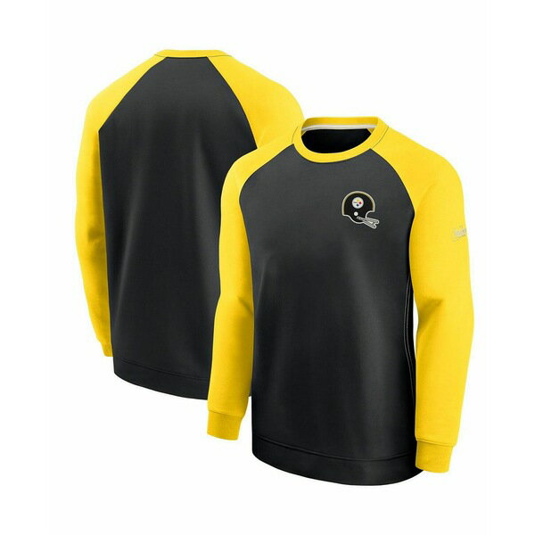 ナイキ メンズ ニット&セーター アウター Men's Black, Gold Pittsburgh Steelers Historic Raglan Crew Performance Sweater Black, Gold(4)