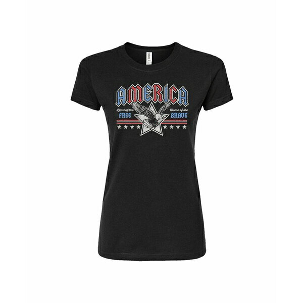 ハイブリッド アパレル レディース カットソー トップス Trendy Juniors USA Eagle Graphic Tee Black(4)