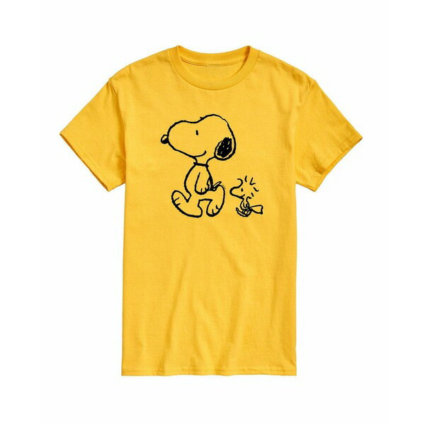 エアウェーブス メンズ シャツ トップス Men's Peanuts Snoopy Woodstock T-shirt Yellow