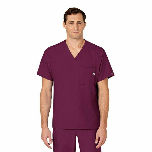 ウィンク メンズ シャツ トップス Men's W123 V-Neck Scrub Top Wine