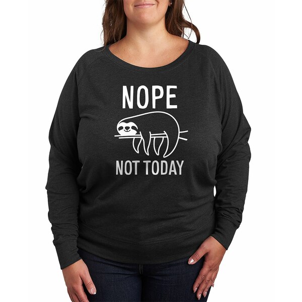 ハイブリッド アパレル レディース カットソー トップス Plus Size Sloth Nope Not Today Graphic Pullover T-Shirt Black