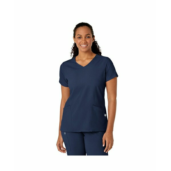 ウィンク レディース カットソー トップス Women's W123 Y-Neck Wrap Scrub Top Navy(4)