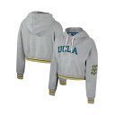 ザ ワイルド コレクティブ レディース パーカー・スウェットシャツ アウター Women's Heather Gray Distressed UCLA Bruins Cropped Shimmer Pullover Hoodie Heather Gray|詳細画像