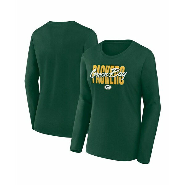 ロゴ アスレチック レディース カットソー トップス Women's Green Green Bay Packers Grip Long Sleev..