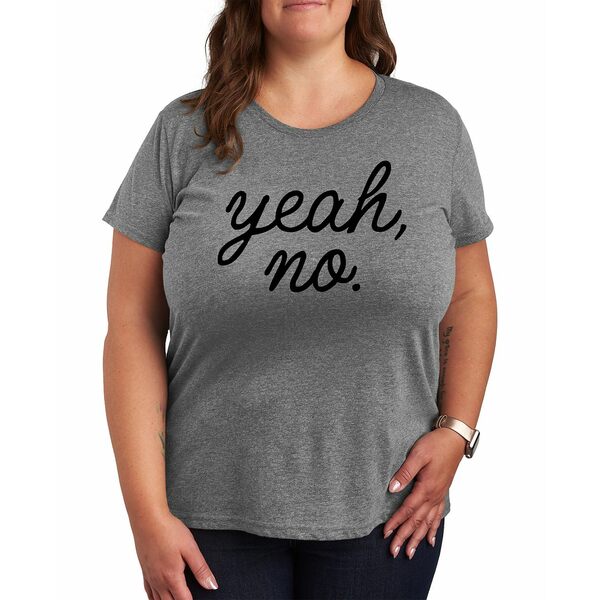 ハイブリッド アパレル レディース カットソー トップス Yeah No Plus Size Graphic T-Shirt Heather G..