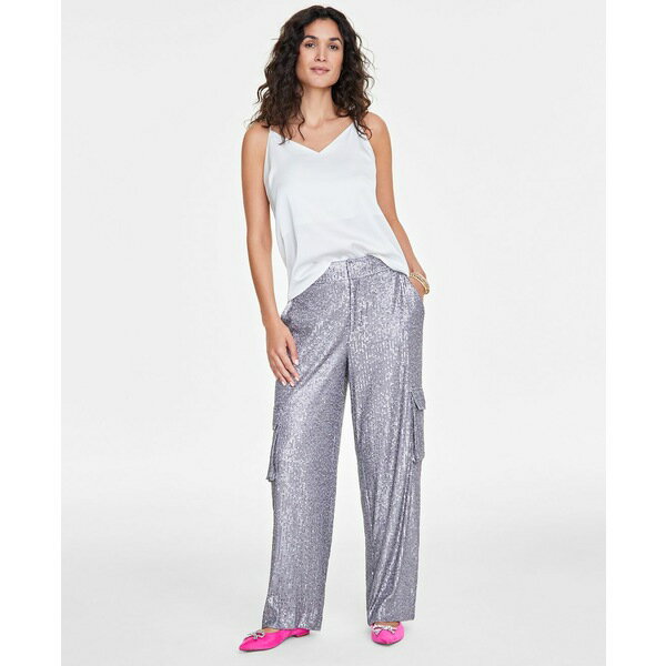 オン サーティフォース レディース カジュアルパンツ ボトムス Women's High Rise Sequin Cargo Pants,..