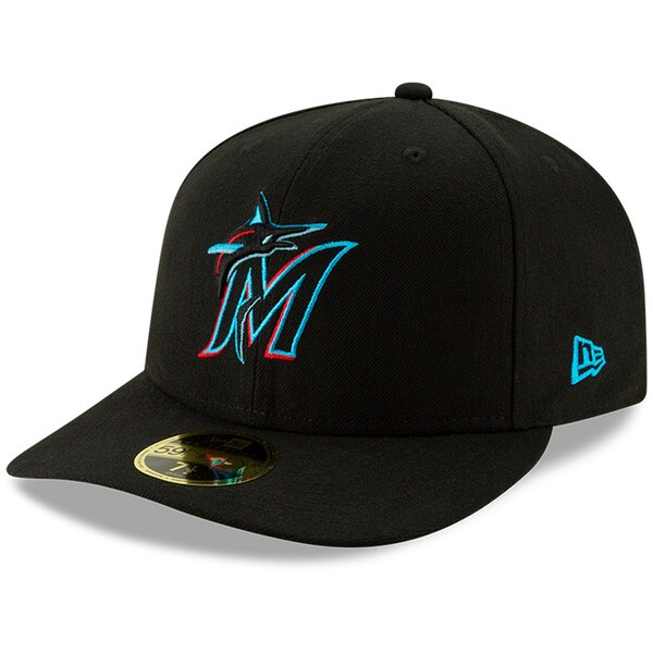 ニューエラ メンズ 帽子 アクセサリー Miami Marlins New Era Authentic Collection OnField Low Profile 59FIFTY Fitted Hat Black