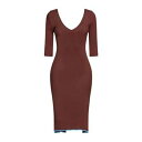 【送料無料】 エーケプ レディース ワンピース トップス Midi dresses Brown