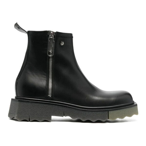 OFF-WHITE եۥ磻  ˡ OFF-WHITE Leather Sponge Zip Boot  EU_40(25.0cm) Black Army