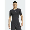 アディダス メンズ バスケットボール スポーツ TECHFIT COMPRESSION 3-STRIPES - Sports T-shirt - black