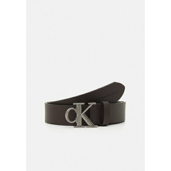 カルバンクライン メンズ ベルト アクセサリー ROUND MONO PLAQUE BELT - Belt - bitter brown