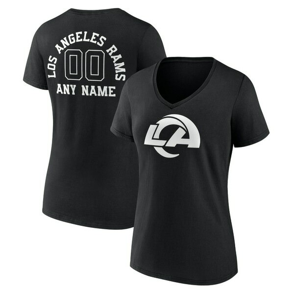 ファナティクス レディース Tシャツ トップス Los Angeles Rams Women's Personalized Name & Number Monochrome VNeck TShirt Black