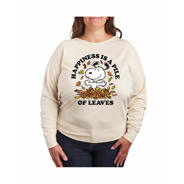 ハイブリッド アパレル レディース カットソー トップス Plus Size Peanuts Fall Leaves Graphic Pullo..
